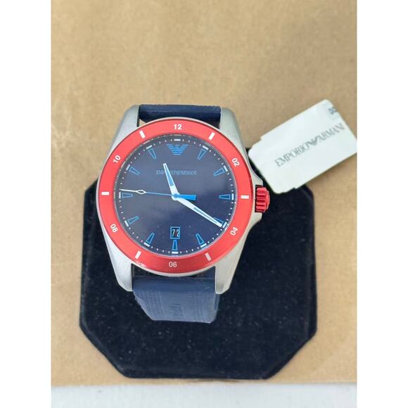 Emporio Armani Sigma AR11217 Men\'s Watch With Blue Dial Blue Rubber Belt. main image 4